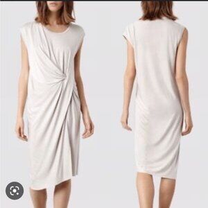 All Saints Leena Vi Knot Wrap Front Midi T-shirt Dress